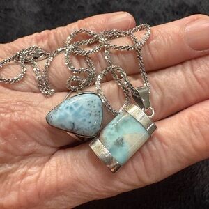 Silver (925) Larimar Pendent and Ring.
Beautiful Silver Chain.
“Healing”